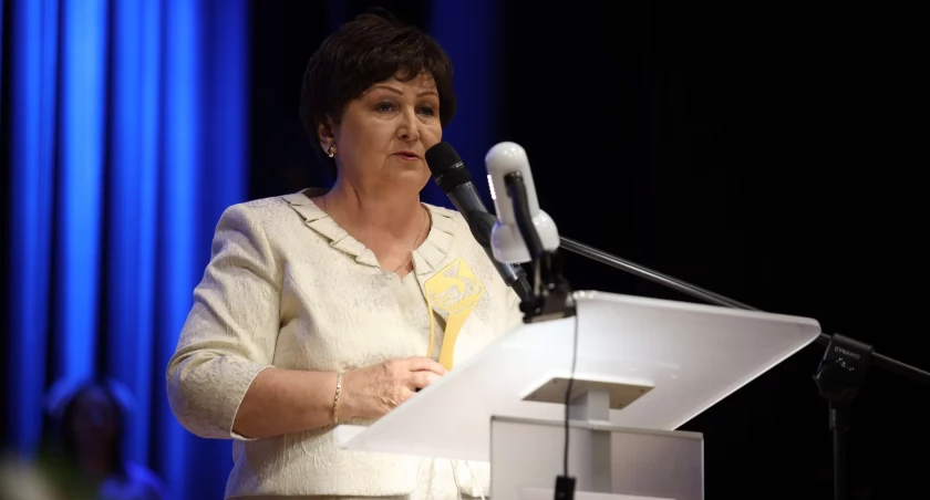 Zdjęcie: Bożena Grotowicz podczas uroczystości z okazji 70-lecia Szpitala Ogólnego w Wysokiem Mazowieckiem