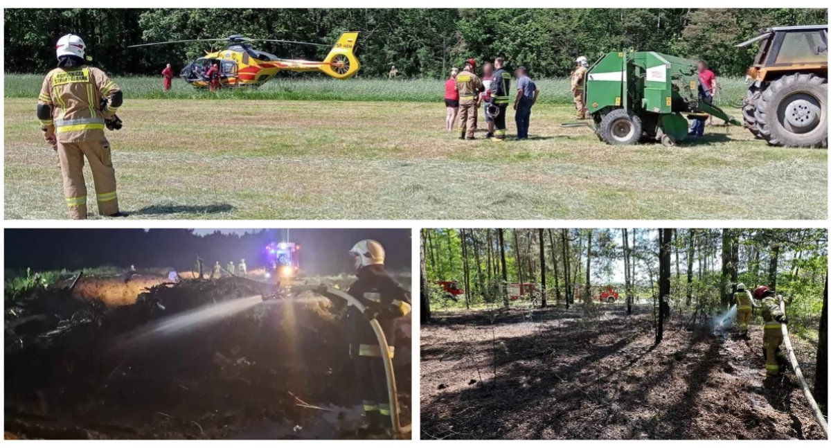 Pożary i straż, pożary wypadek pracah polowych Pracowity początek weekendu strażaków [foto] - zdjęcie, fotografia