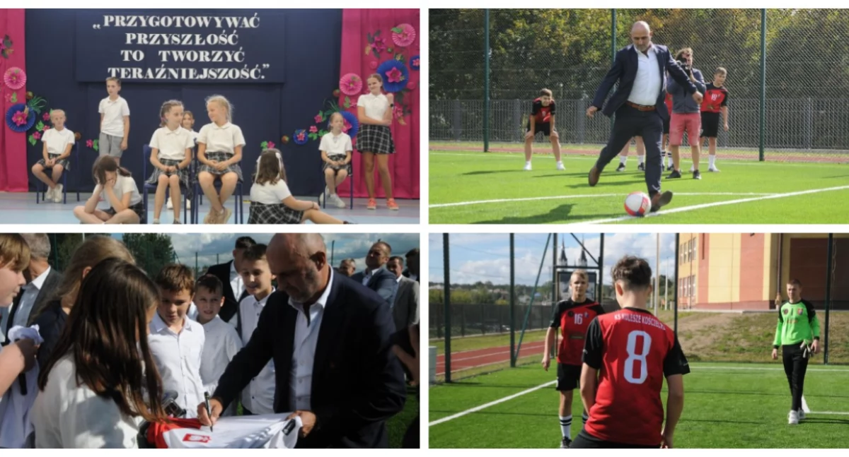Inwestycje, Trener polskiej reprezentacji Michał Probierz uroczystym przekazaniu infrastruktury sportowej Kuleszach Kościelnych [FOTO] - zdjęcie, fotografia