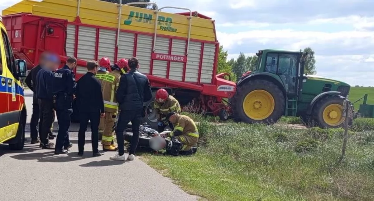 Wypadki drogowe, Wypadek gminie Wysokie Mazowieckie Motocyklista żyje [FOTO aktualizacja] - zdjęcie, fotografia