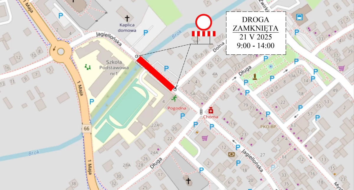 Utrudnienia drogowe, Zamknięta Jagiellońska parking Ważna informacja kierowców - zdjęcie, fotografia