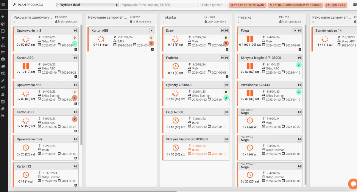 Zdjęcie: Plan produkcji w postaci tablicy kanban