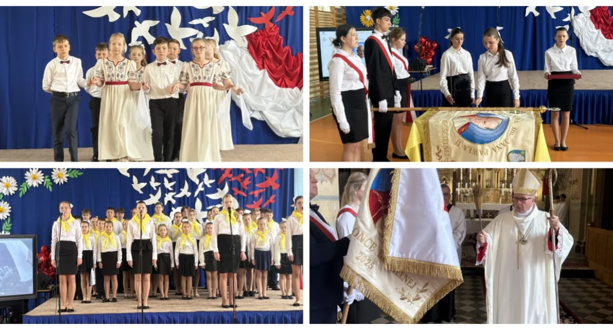 Uroczystości, Szkoła Podstawowa Pawła Jabłonce Kościelnej sztandar [foto] - zdjęcie, fotografia