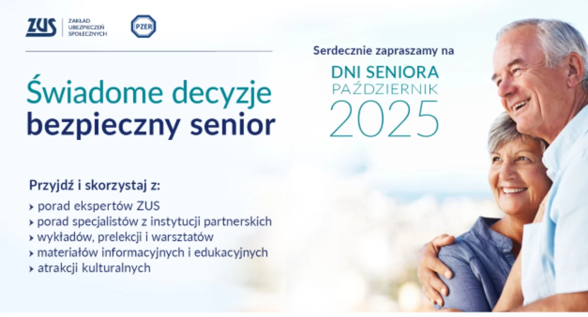 US - ZUS, zaprasza październiku Seniora Świadome decyzje bezpieczny senior - zdjęcie, fotografia