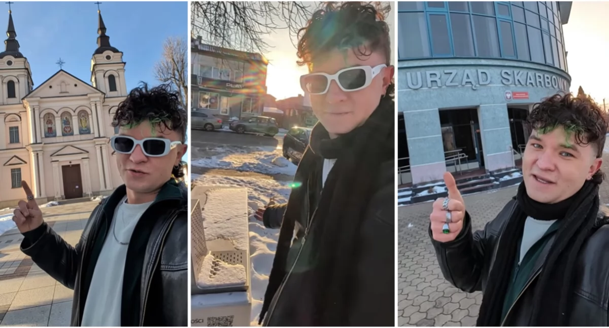 Turysta z Podlasia w Wysokiem Mazowieckiem (Kolorek07/YouTube)