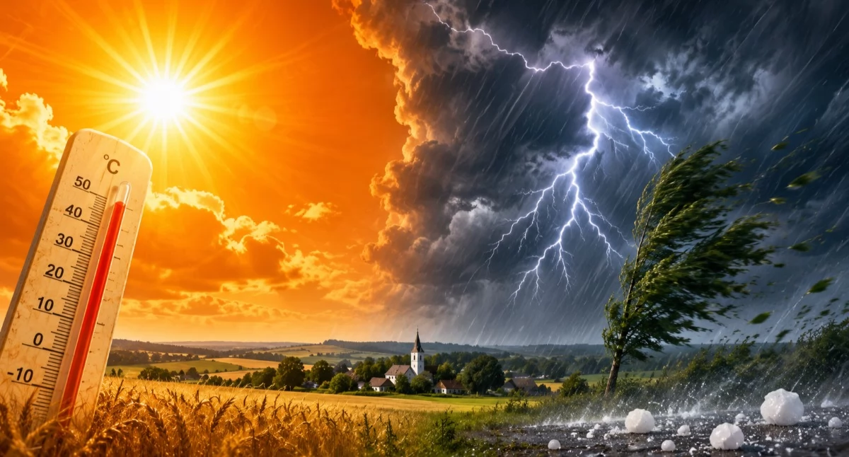 Meteo, Najpierw skrajny upał później gwałtowne burze Alerty powiatu wysokomazowieckiego - zdjęcie, fotografia