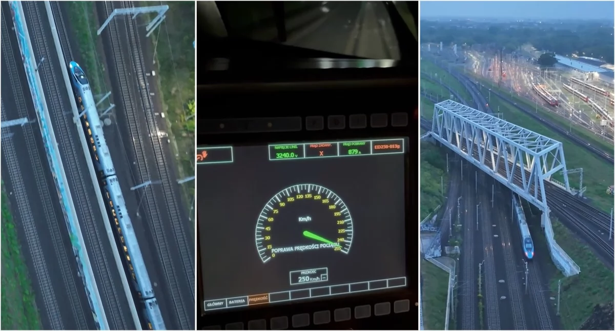 Pendolino pojechało 250 km/h na CMK /fot. screen X - PLK SA
