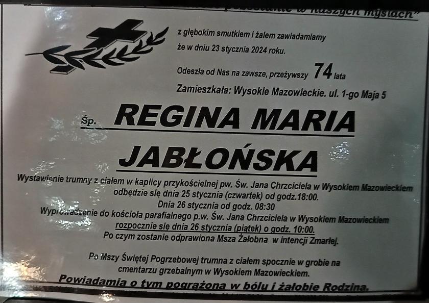 Regina Maria  Jabłońska 