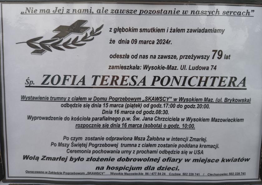 Zofia Teresa  Ponichtera
