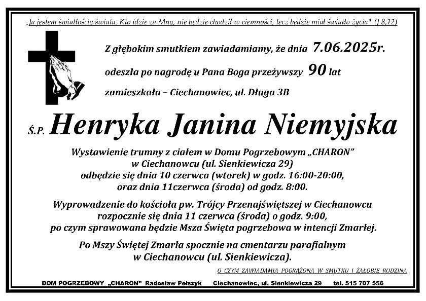 HENRYKA JANINA NIEMYJSKA
