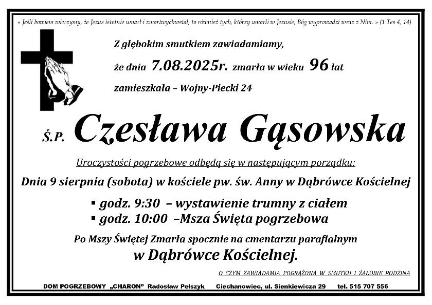 CZESŁAWA GĄSOWSKA