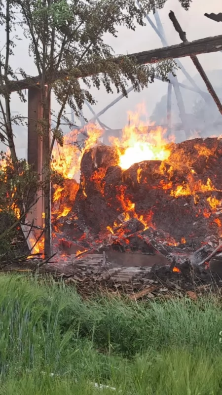 Pożar stodoły w Szepietowie-Wawrzyńcach. W akcji 9 zastępów straży [FOTO]