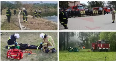 Nowe Piekuty: Drony, awionetka i pożar – wymagające ćwiczenia strażaków ochotników [foto]