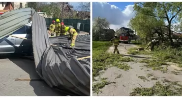 Dach zerwany, drzewa na drogach. Strażacy usuwali skutki silnego wiatru